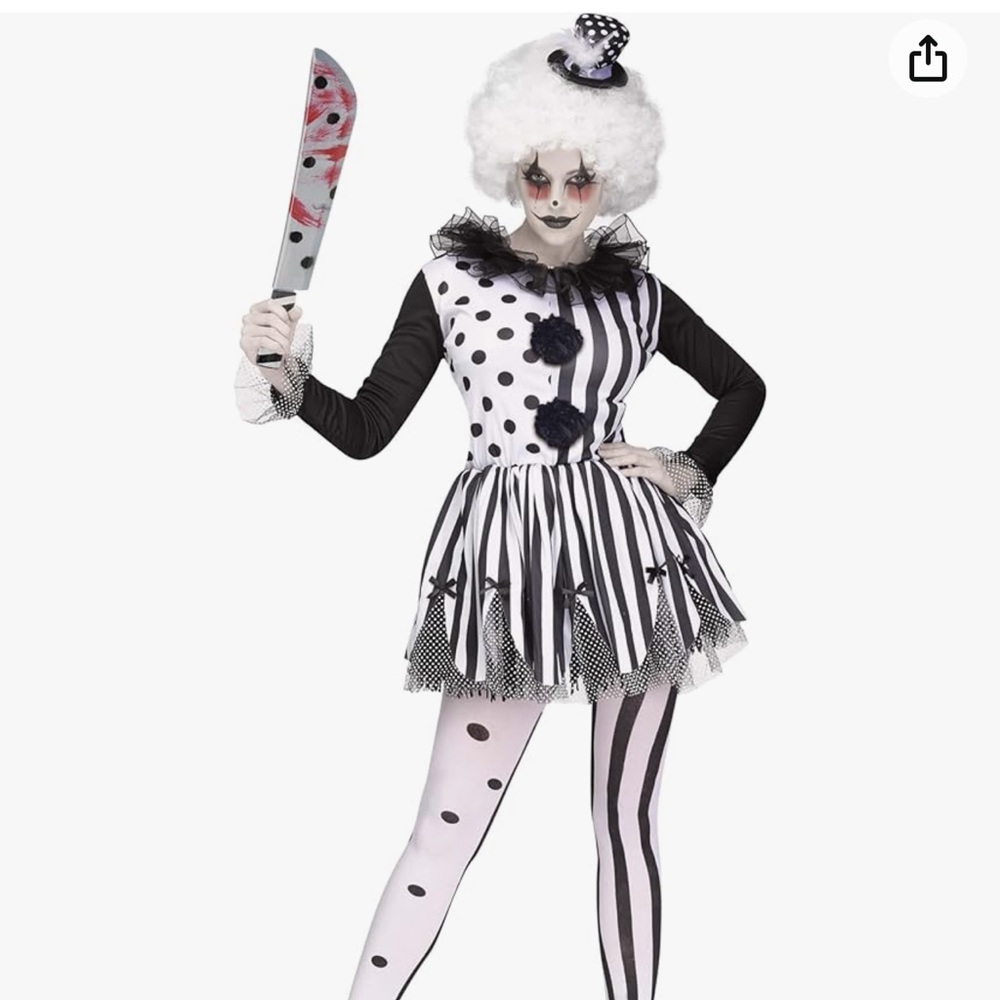 Clown Costume with Wig, Size Medium